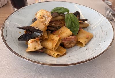 Close-up of food in plate on table