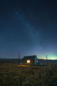 Scenic view of field against sky at night