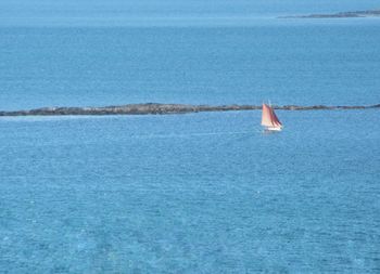 Scenic view of sea against blue sky