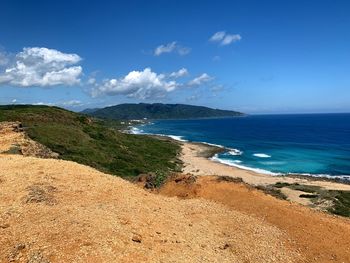 Scenic view of beach against sky