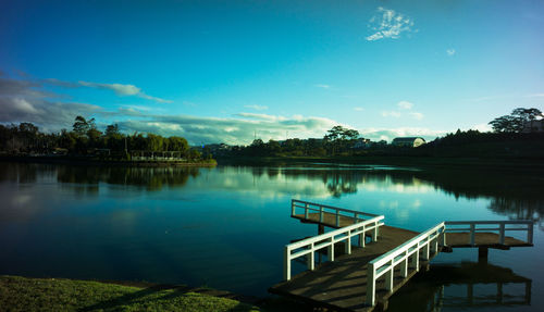 Scenic view of lake against sky