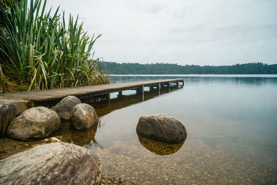 Scenic view of lake against sky