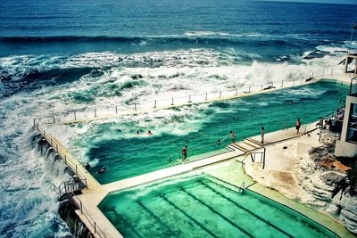 High angle view of swimming pool