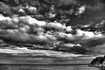 Scenic view of sea against cloudy sky