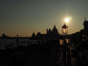 Silhouette of church at sunset