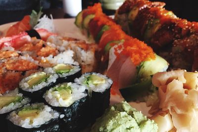 Close-up of sushi on plate