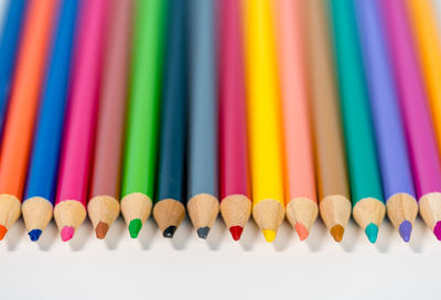 Close-up of multi colored pencils