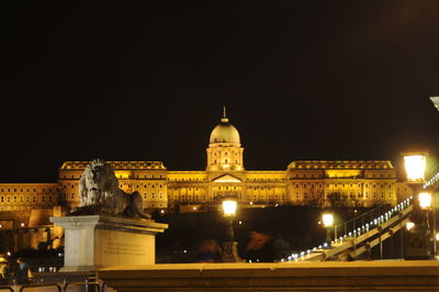 Illuminated buildings at night