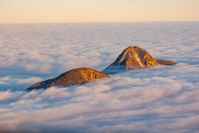 Scenic view of sea against sky at sunset