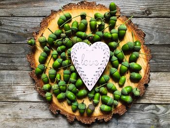 Directly above shot of heart shape on table