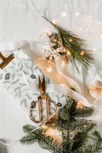 Close-up of christmas decorations on table