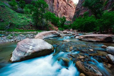 Scenic view of waterfall