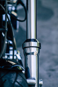 Close-up of bicycle on pole