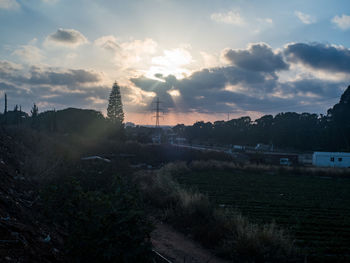 Scenic view of landscape against sky during sunset