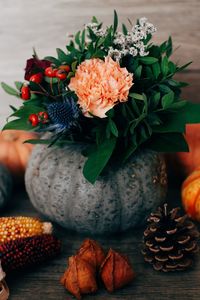 Close-up of flowers on table