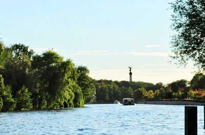 Scenic view of river against clear sky