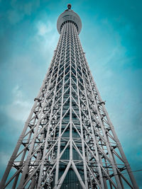 Low angle view of eiffel tower against sky