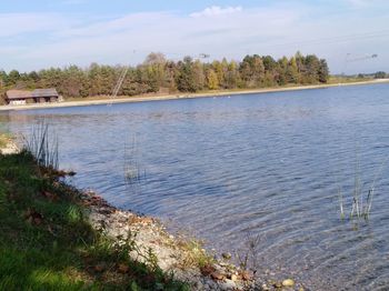 Scenic view of lake against sky