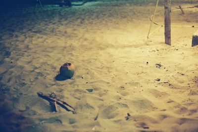 High angle view of sand on beach