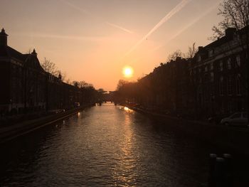 View of city at sunset