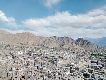 High angle view of townscape against sky