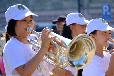 People playing at music concert