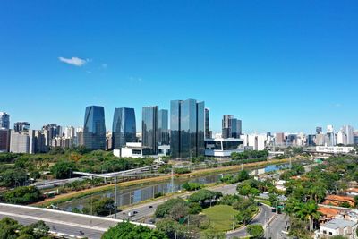 Aerial landscape of highway in the sunny day