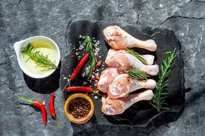 Directly above shot of various vegetables in container