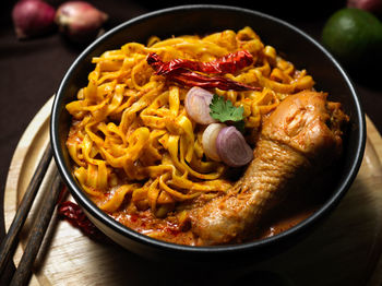 Close-up of food in bowl on table