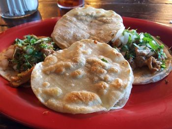 Close-up of food on table