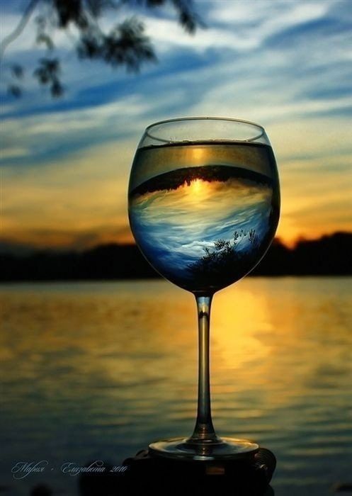 focus on foreground, close-up, food and drink, water, transparent, wineglass, refreshment, glass - material, sunset, reflection, drink, sky, alcohol, drinking glass, freshness, wine, sphere, no people, cloud - sky, outdoors