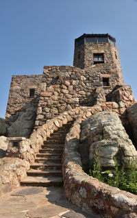 Stone watch tower and observation point in the black hills of south dakota.