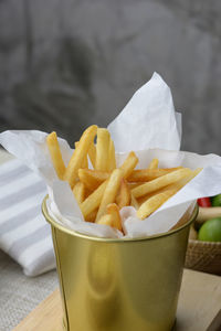 Close-up of fries on table