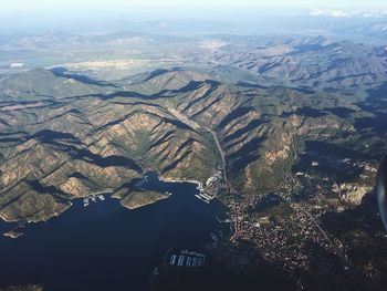 Aerial view of city against sky