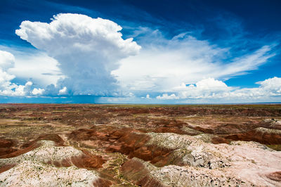 Scenic view of landscape against cloudy sky