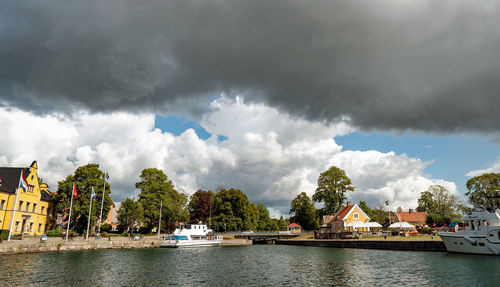 Panoramic view of river against sky