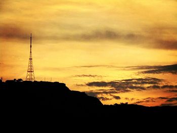 Silhouette of mountain at sunset