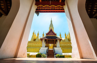 Temple against building