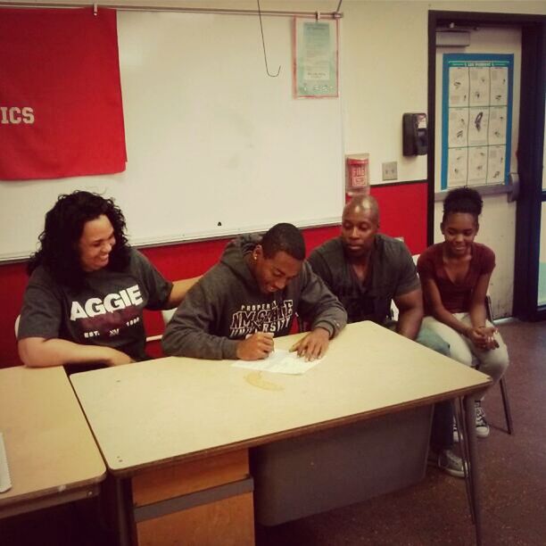 My son signing his national letter of intent to play football for New Mexico State