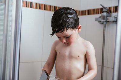 Bathing child at home