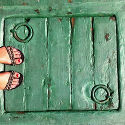 Close-up of metal door