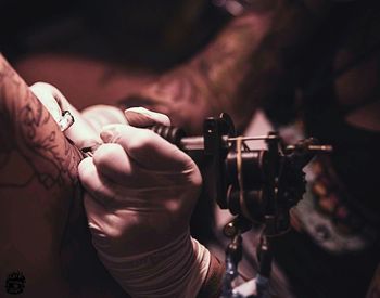 High angle view of man holding ice cream
