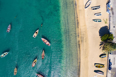 High angle view of people on beach