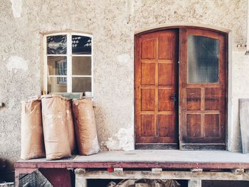 Closed door of house