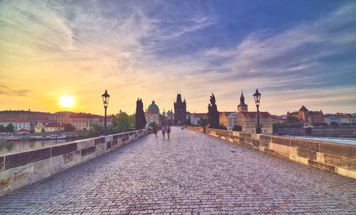 Panoramic view of buildings against sky during sunset