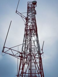 Low angle view of electricity pylon against sky