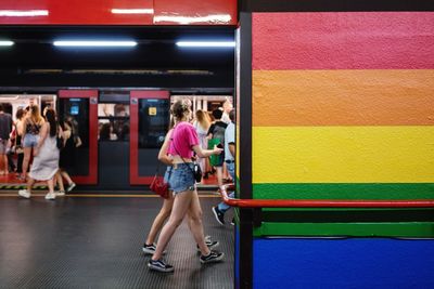 Group of people at subway station