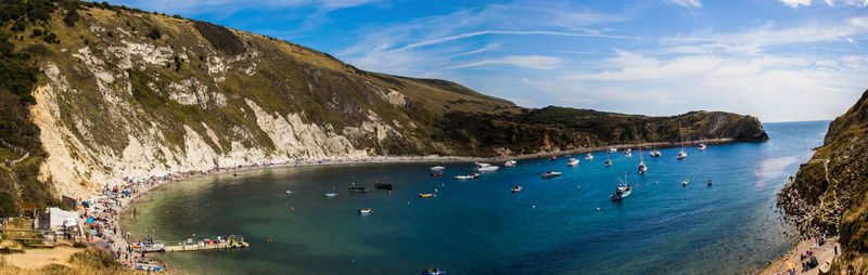 High angle view of beach against sky