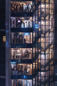 Full frame shot of illuminated building at night