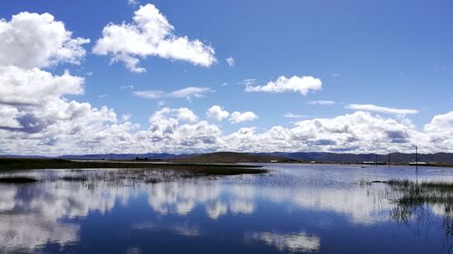 Scenic view of lake against sky